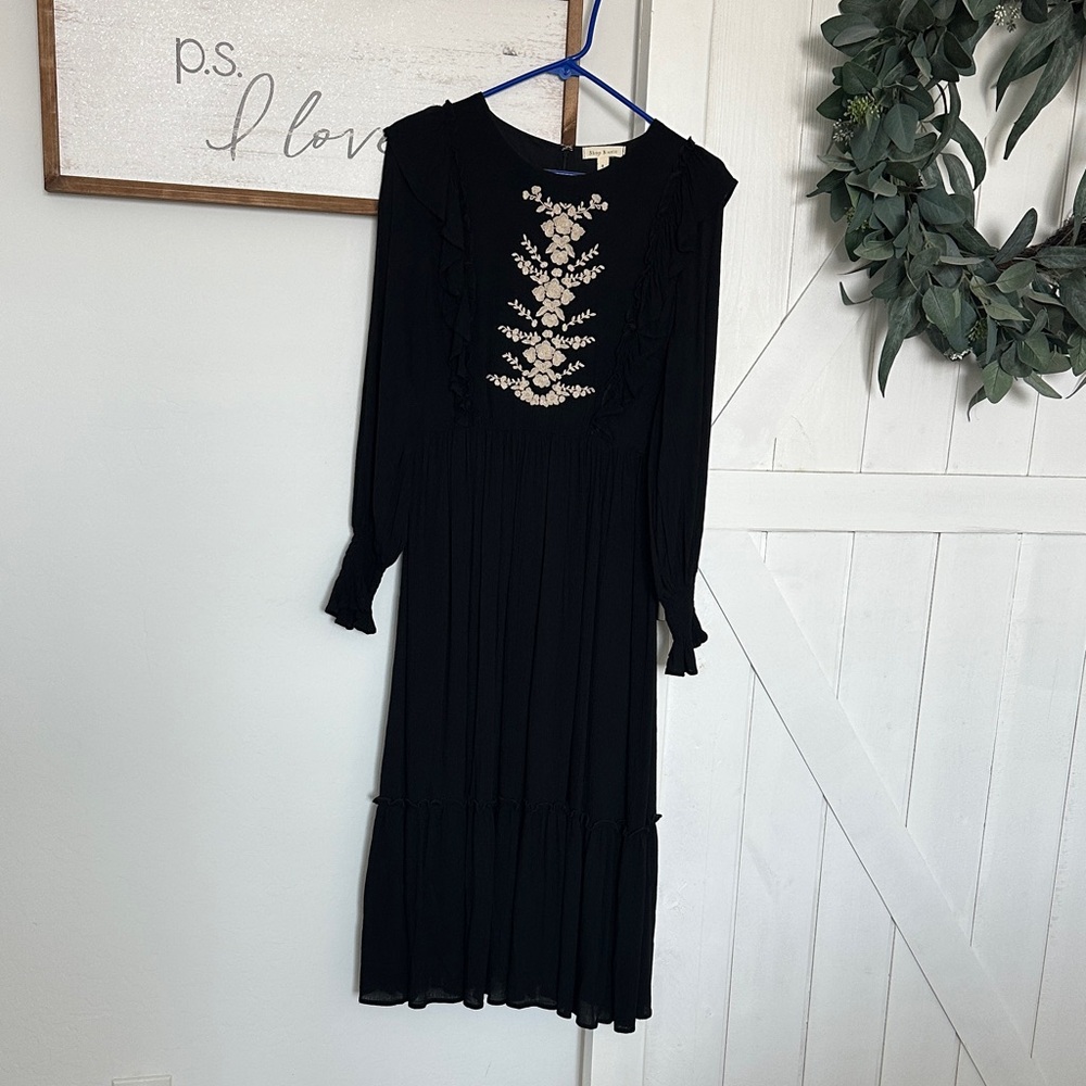 Shop Stevie Black Embroidered Floral Maxi Dress